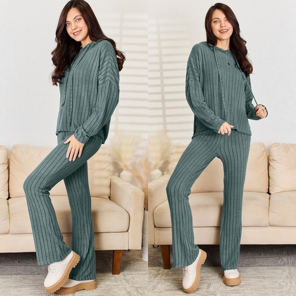 Organic Ribbed Lounge Set - Natural